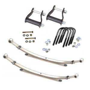 Bundle with two two over one leaf springs, two shackles, four u-bolts, and their nuts and bolts